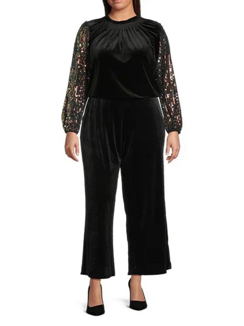 Sugarlips Plus Size Oriana Lulu Velvet Wide Leg Pull-On Pants Black 2X  NWT